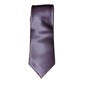 Elegant Purple and Black Silk Tie with Geometric Pattern